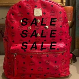 MCM Visetos Stark Red Large Backpack
